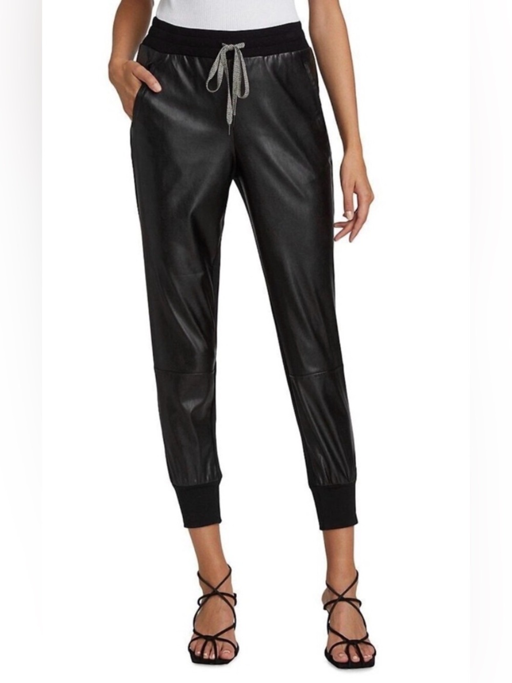 Bailey 44 Logan Faux Leather Panel Joggers in Black